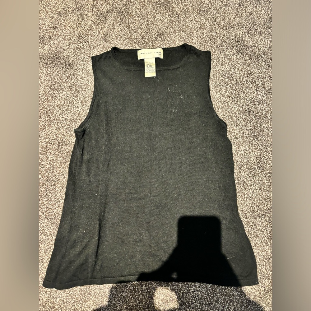 100% Silk Vintage August Silk Classic Black Sleeveless Top
